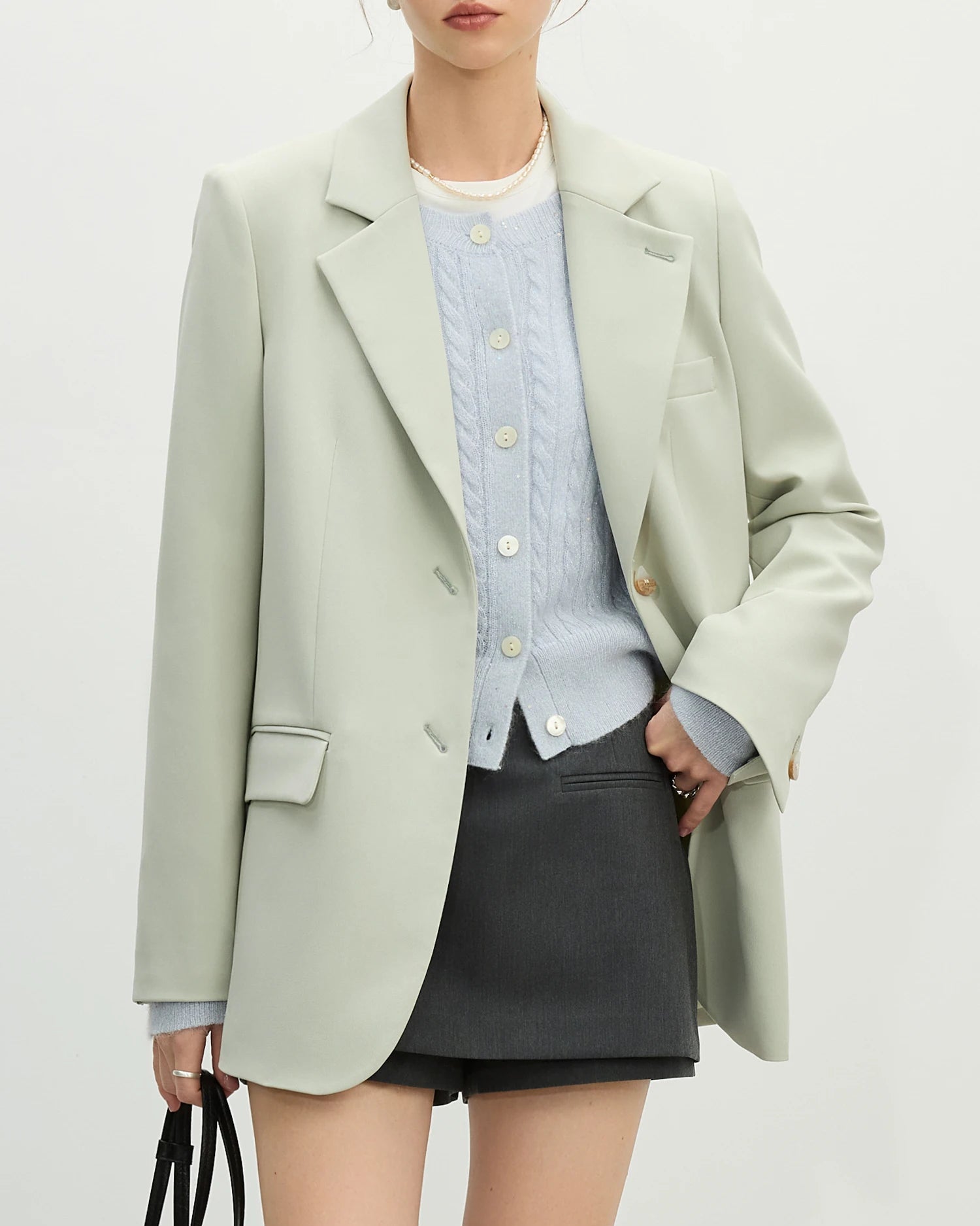 Loose Single-Breasted Notch Lapel Blazer