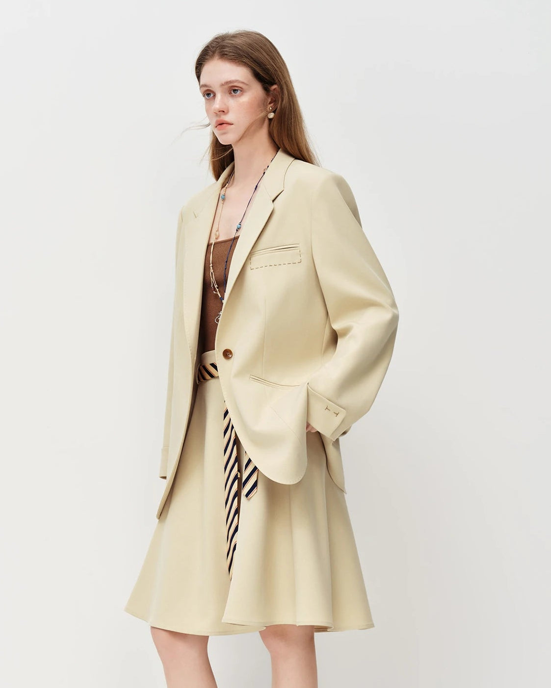 Loose-Fitting Single-Breasted Lapel Suit Jacket