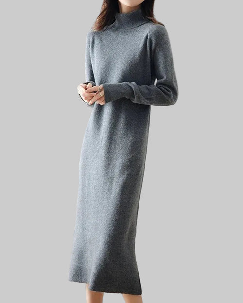 Turtleneck Pure Wool Knitted Dress