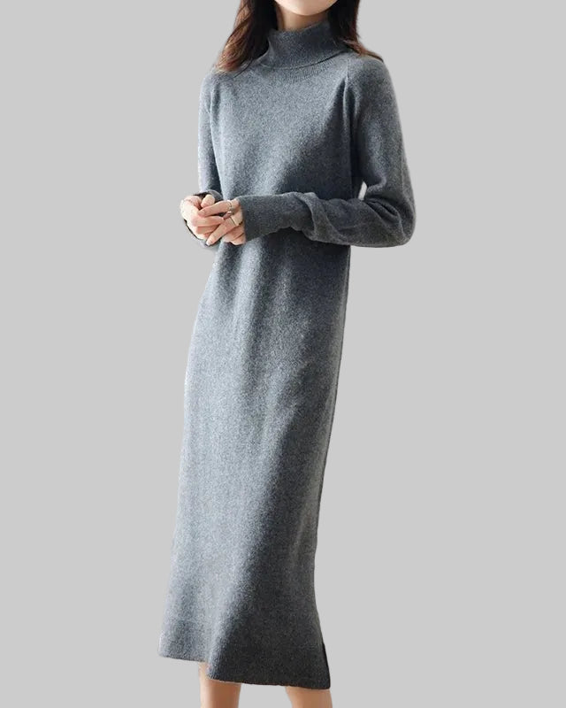 Turtleneck Pure Wool Knitted Dress