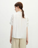 Collared Cotton Blend Short-Sleeved Shirt