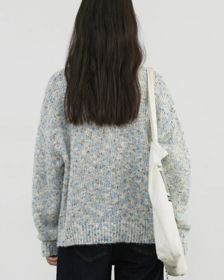 Loose O-Neck Dot Knit Pullover Sweater