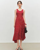 Polka Dot Chiffon Bias-Cut Dress