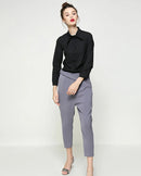 Solid Color Collar Tie Single-Breasted Shirt