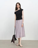 Natural Waist Bias-Cut Midi Skirt