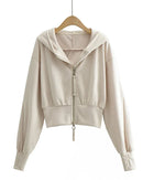 Double-Zip Cropped Hoodie Jacket