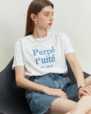 Letter Embroidered All-Match T-Shirt
