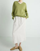 Loose-Fit Linen A-Line Skirt With Tie Waist