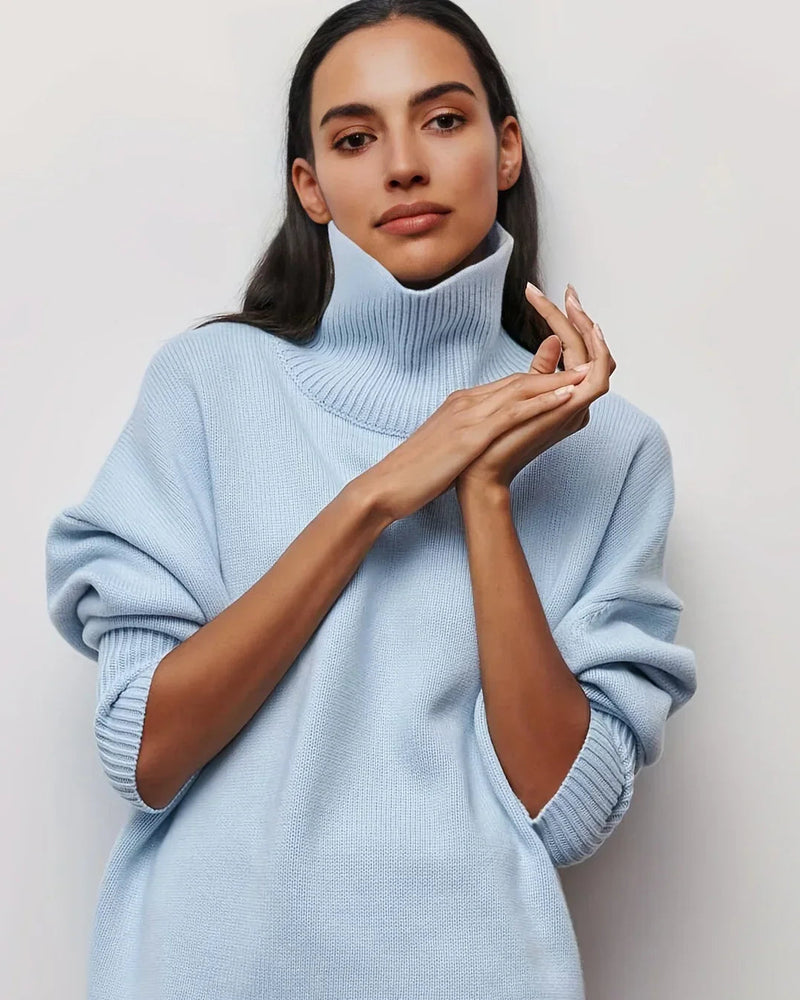 Oversized Solid Turtleneck Sweater