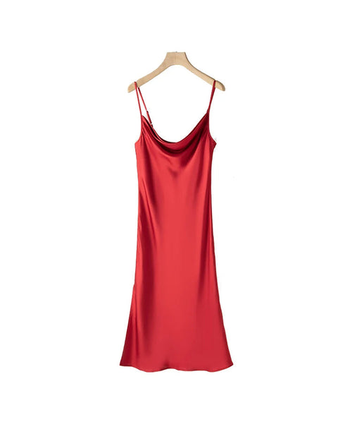 Mulberry Silk Spaghetti Strap Midi Dress