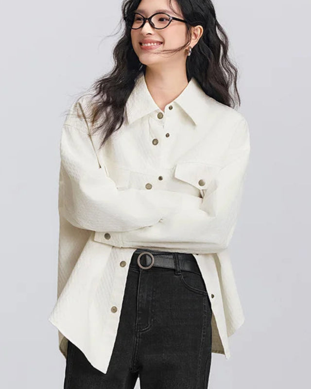Diamond Jacquard Oversized Cotton Shirt