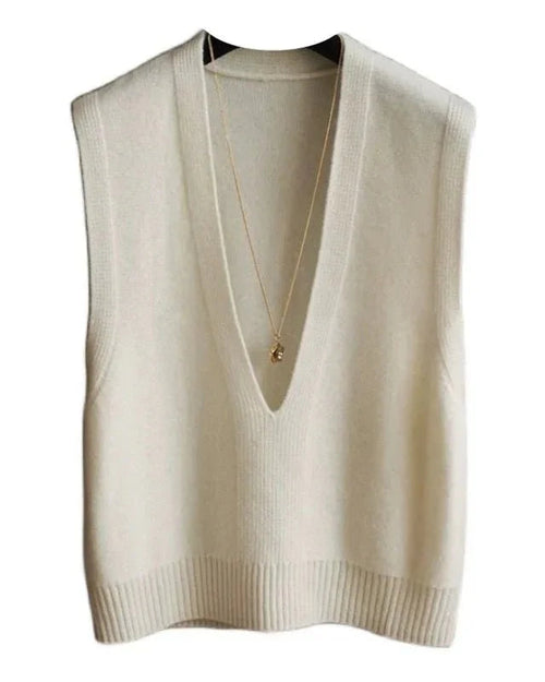 Deep V-Neck Wool Vest