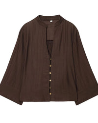 Loose V-Neck Long-Sleeve Shirt
