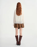 Flare Sleeve Turtleneck Stretch Top