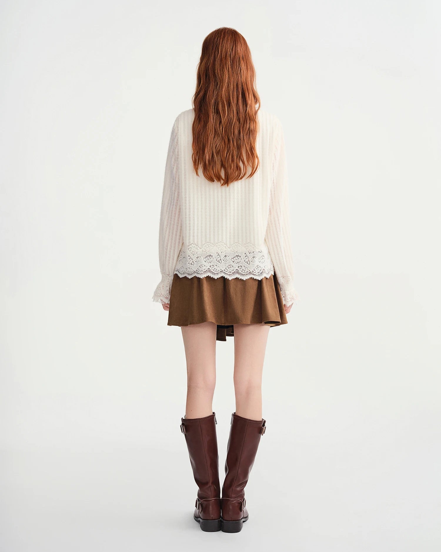 Flare Sleeve Turtleneck Stretch Top