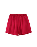 Mulberry Silk Satin Elastic-Waist Shorts