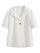 Collared Cotton Blend Short-Sleeved Shirt