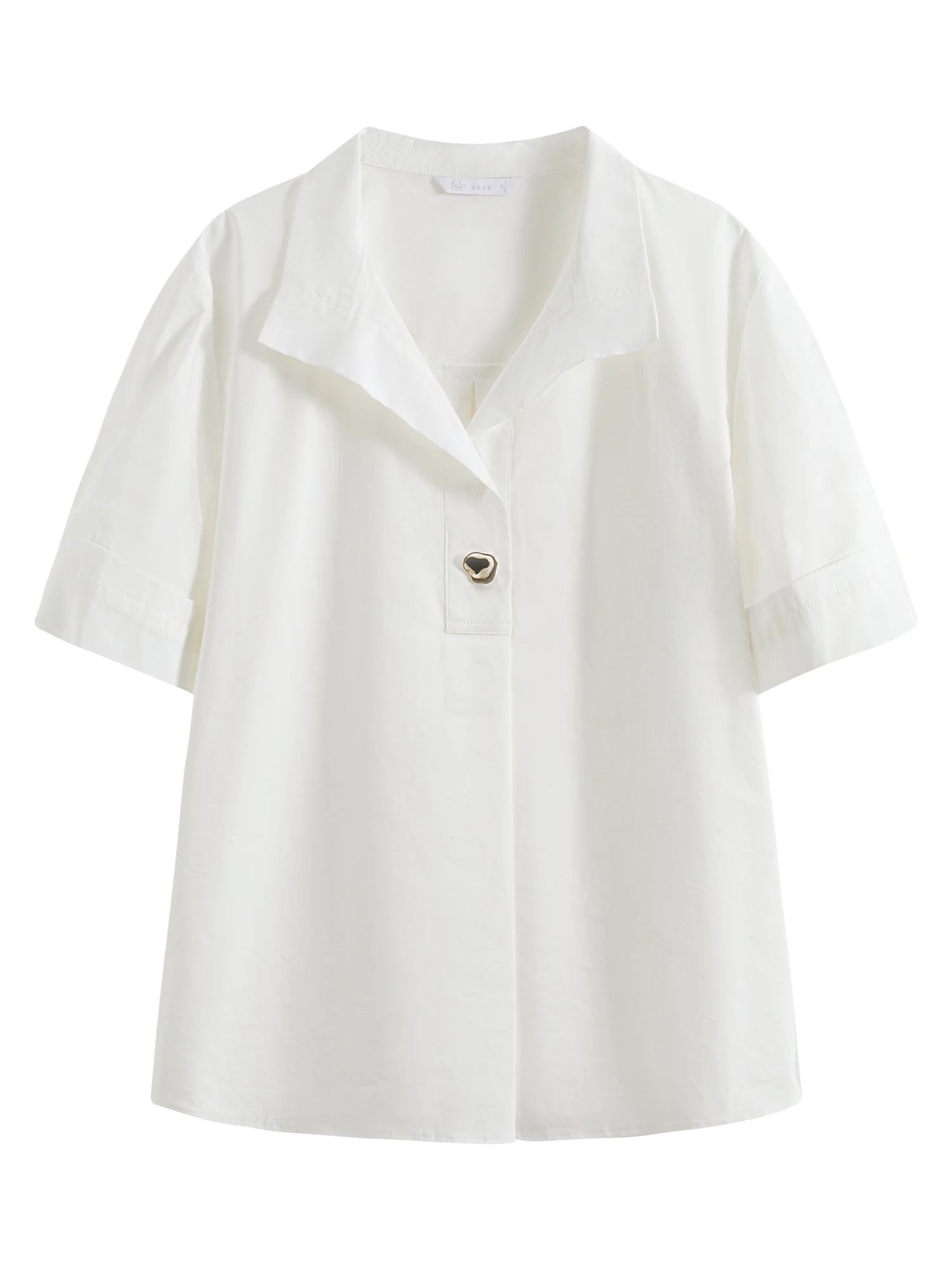 Collared Cotton Blend Short-Sleeved Shirt