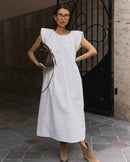 Sleeveless Pleated Cotton Maxi Dress