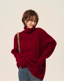 High-Neck Cashmere Loose Retro Sweater