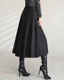 Casual High-Waisted Belted Pocket A-Line Slit Skirt
