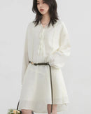Ruffled V-Neck A-Line Midi Dress