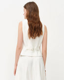 Loose-Fit V-Neck Woven Sleeveless Vest
