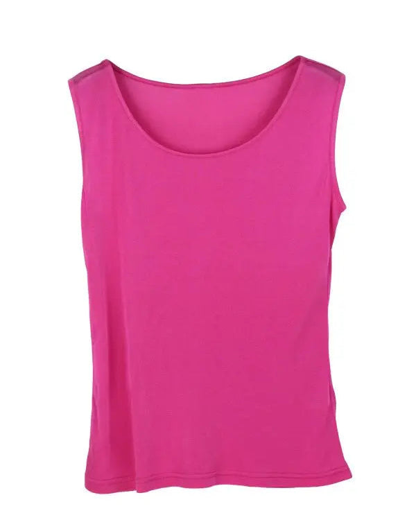 Silk-Viscose Jersey O-Neck Knit Sleeveless Tank Top