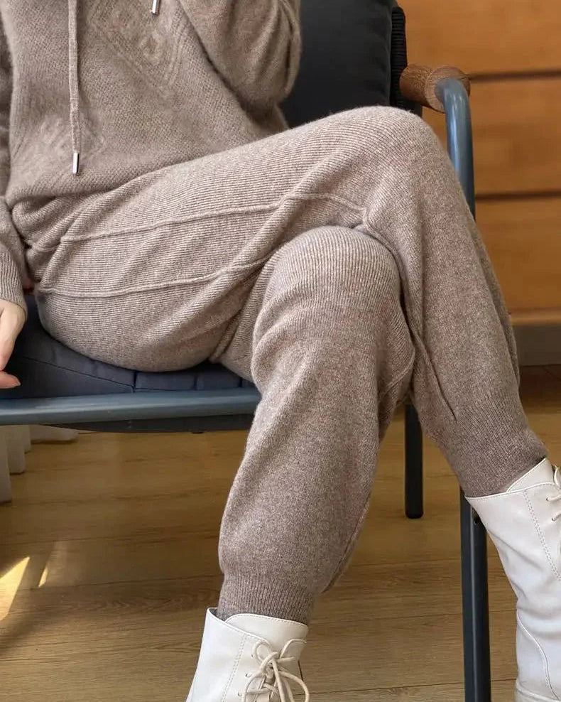 High Waist Drawstring Wool Knitted Pants