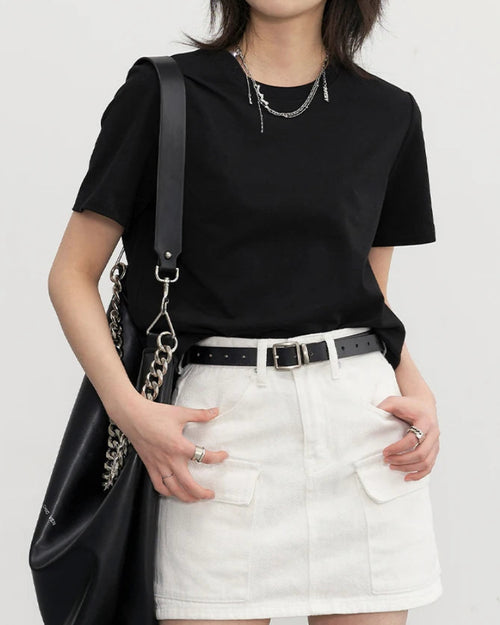 Solid Cotton Relaxed Crew Tee