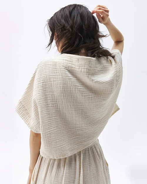 Loose-Fit V-Neck Cotton Gauze T-Shirt