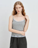 Ribbed Lace Trim Camisole