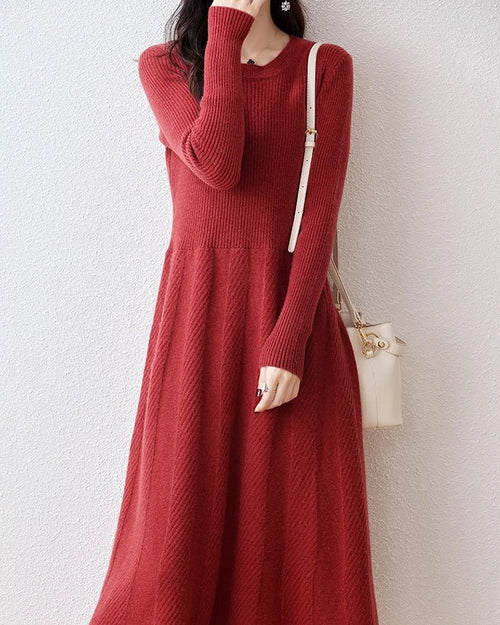 Merino Wool Knitted Sweater Dress