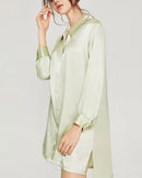 Mulberry Silk Turn-Down Collar Long Sleeve Shirt