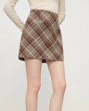 Retro Plaid High-Waist Knit Mini Skirt