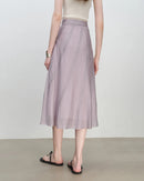 Natural Waist Bias-Cut Midi Skirt