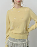 Beaded Floral Knit Pullover Sweater
