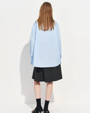 Loose-Fit Cotton Stand-Collar Shirt