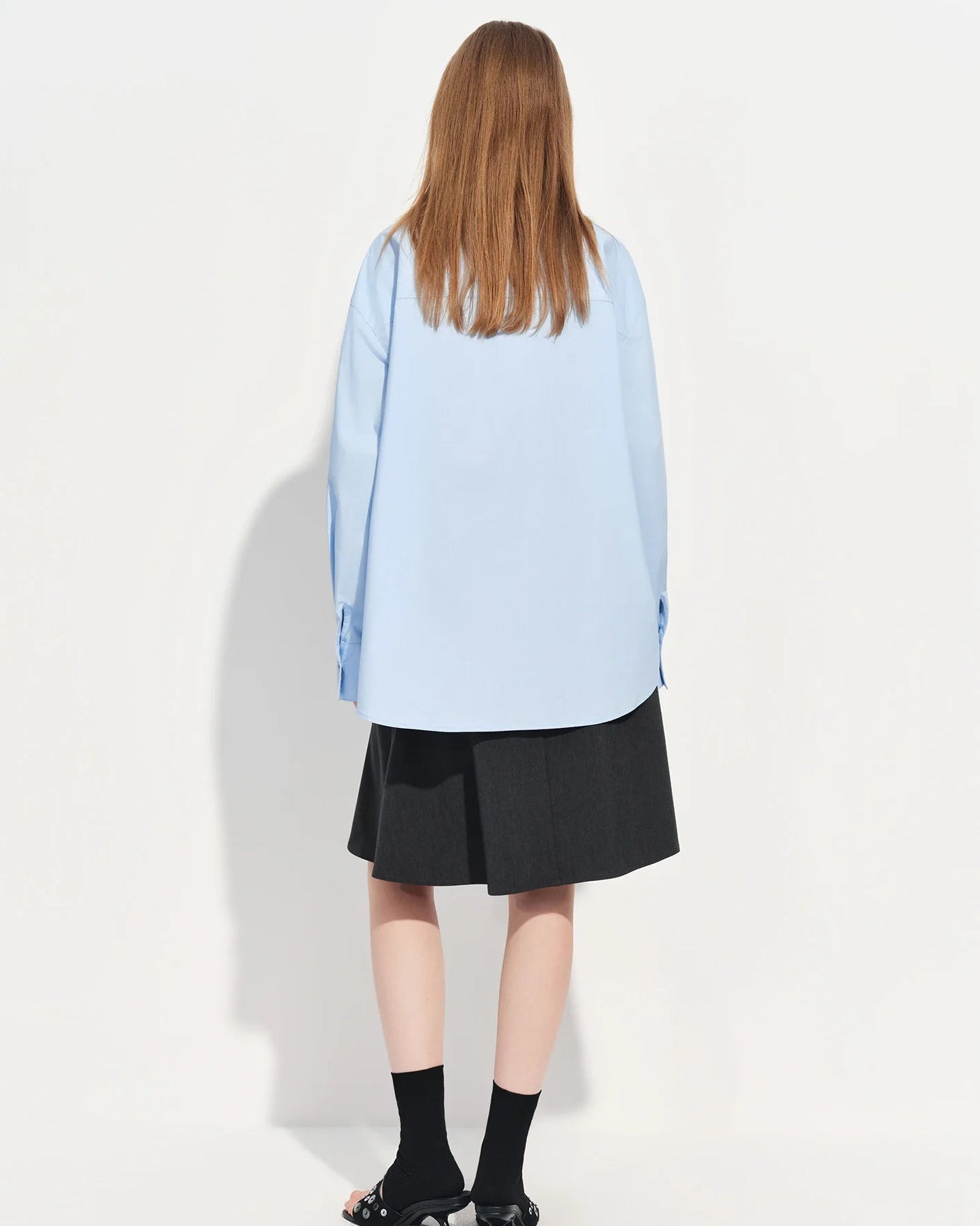 Loose-Fit Cotton Stand-Collar Shirt