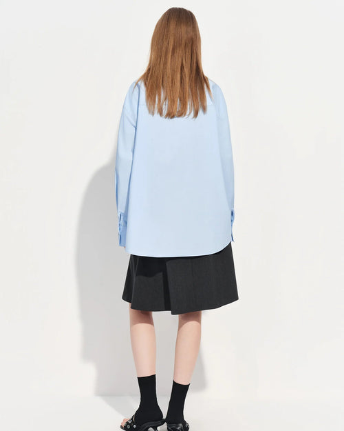 Loose-Fit Cotton Stand-Collar Shirt