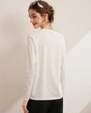 Letter Lace Patchwork Round Neck T-Shirt