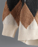 Fleece Patchwork Vintage V-Neck Short Cardigan