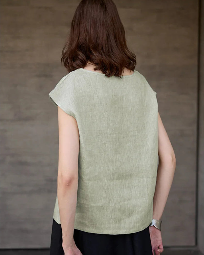 Linen Short Sleeve O-Neck Shirts