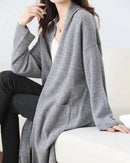 Open Front 100% Merino Wool Long Cardigan