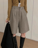 High Waist Loose Pockets Straight Shorts