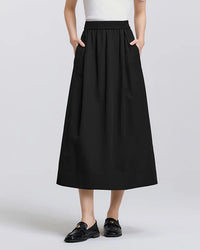 Relaxed Cotton Tencel A-Line Skirt