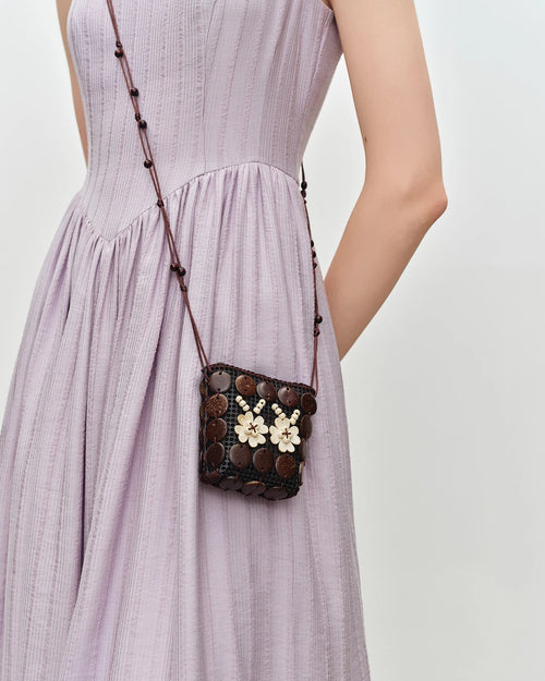 Handmade Wooden Bead Mini Crossbody Bag