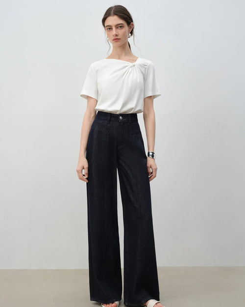 Asymmetrical Knotted Short-Sleeved T-Shirt