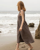 Square-Neck Linen Maxi Dress