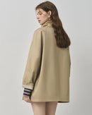 Short Stand Collar Windbreaker Trench Jacket